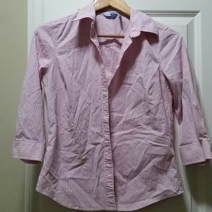 Izod size M L/S pink & white striped shirt